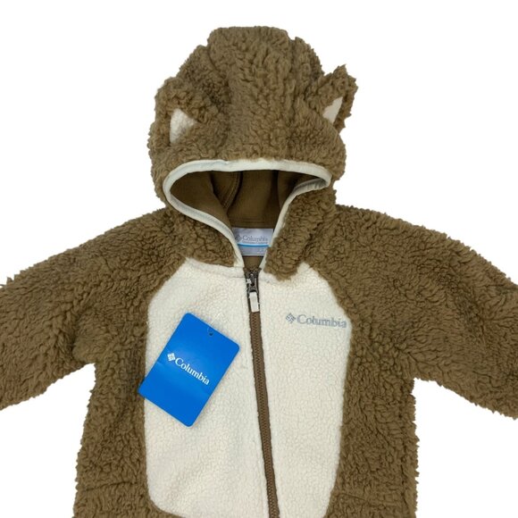 Columbia Foxy Baby Sherpa Bunting Jumpsuit 3/6 Months Infant Brown Fall NEW - Picture 7 of 13